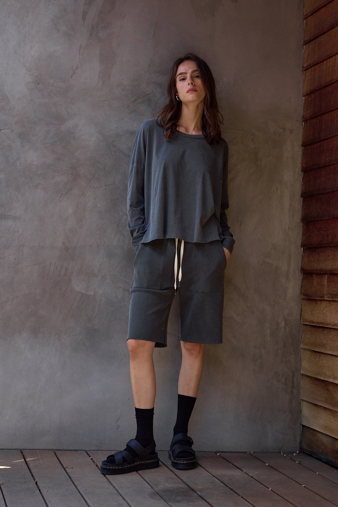 Raven Wide Leg Loop Terry Culotte