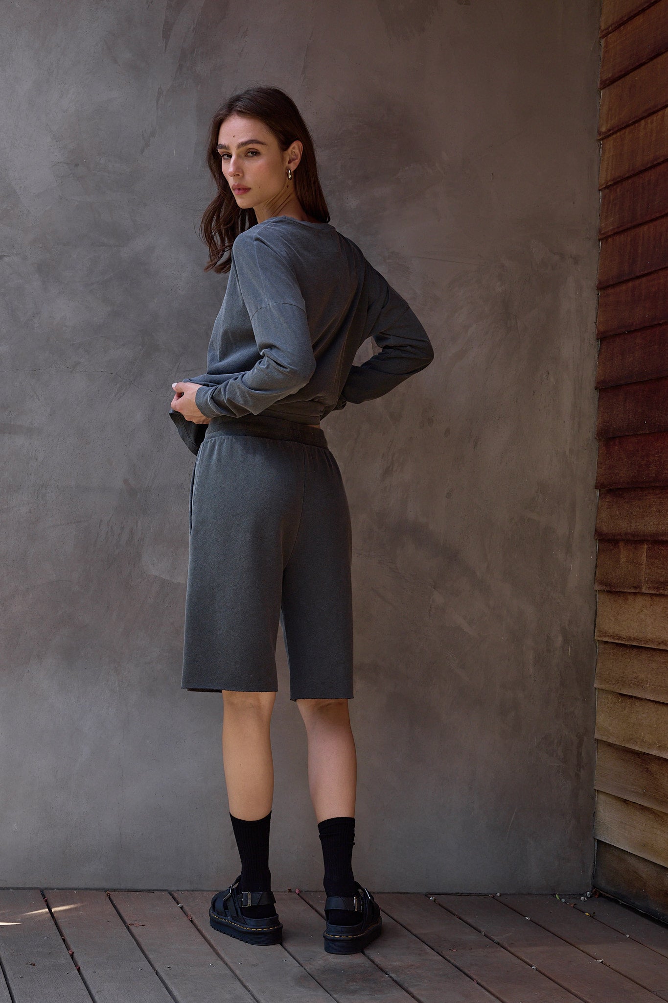 Raven Wide Leg Loop Terry Culotte