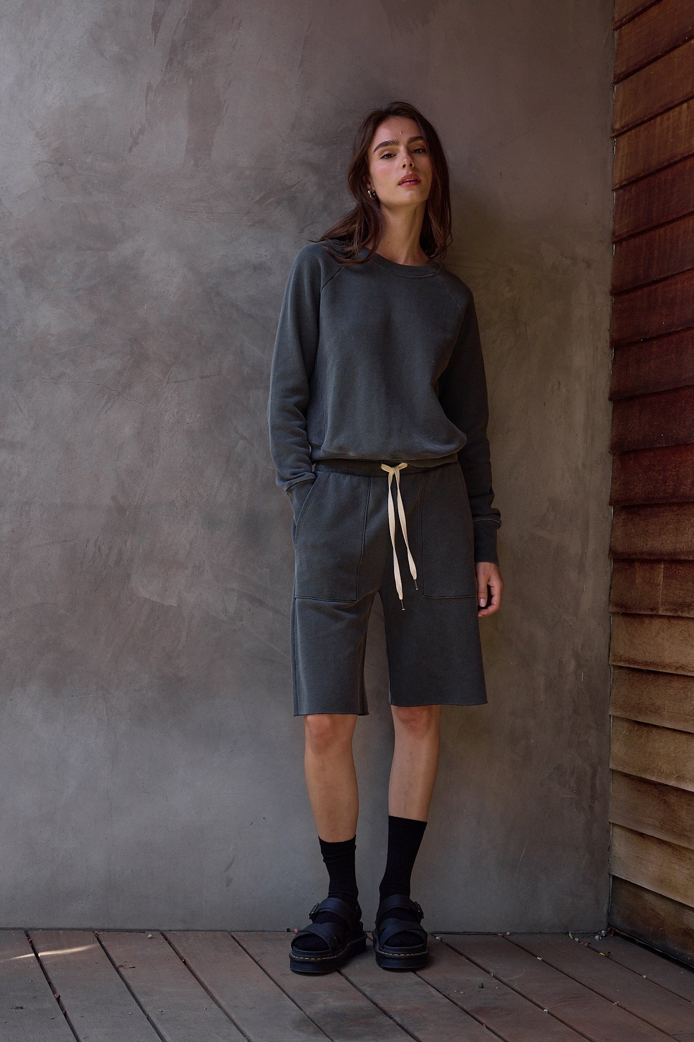 Raven Wide Leg Loop Terry Culotte