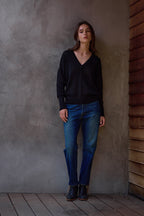 Pheobe Viscose Blend Crochet V Neck Sweater