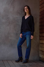 Pheobe Viscose Blend Crochet V Neck Sweater