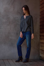 Hazel Boxy Slub Jersey Henley