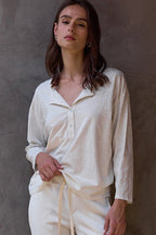 Hazel Boxy Slub Jersey Henley