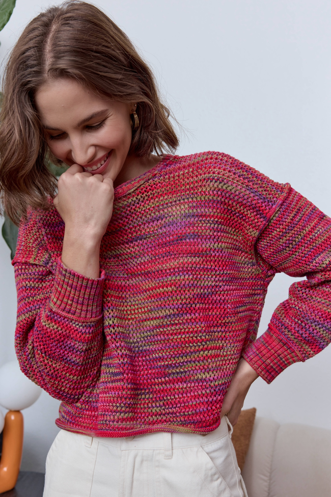 Livia Painted Cotton Crew Sweater Hover Image