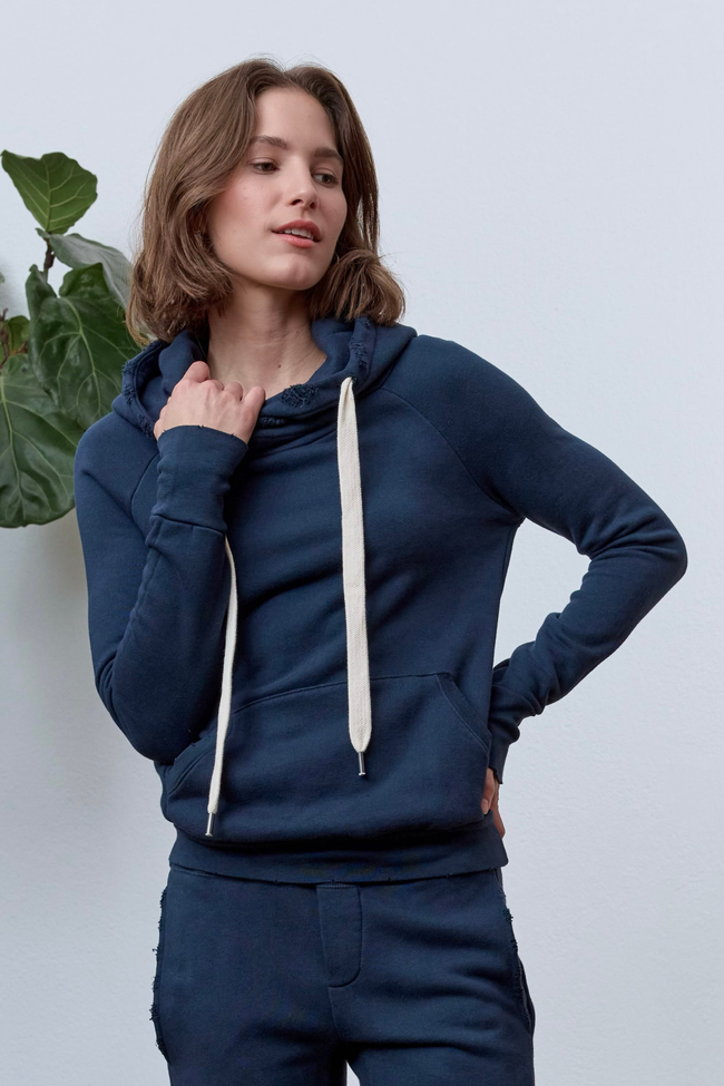 Lisse Fitted Distressed Loop Terry Hoodie Main Image