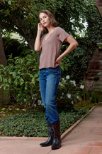 Layla Relaxed V Neck Slub Jersey Tee