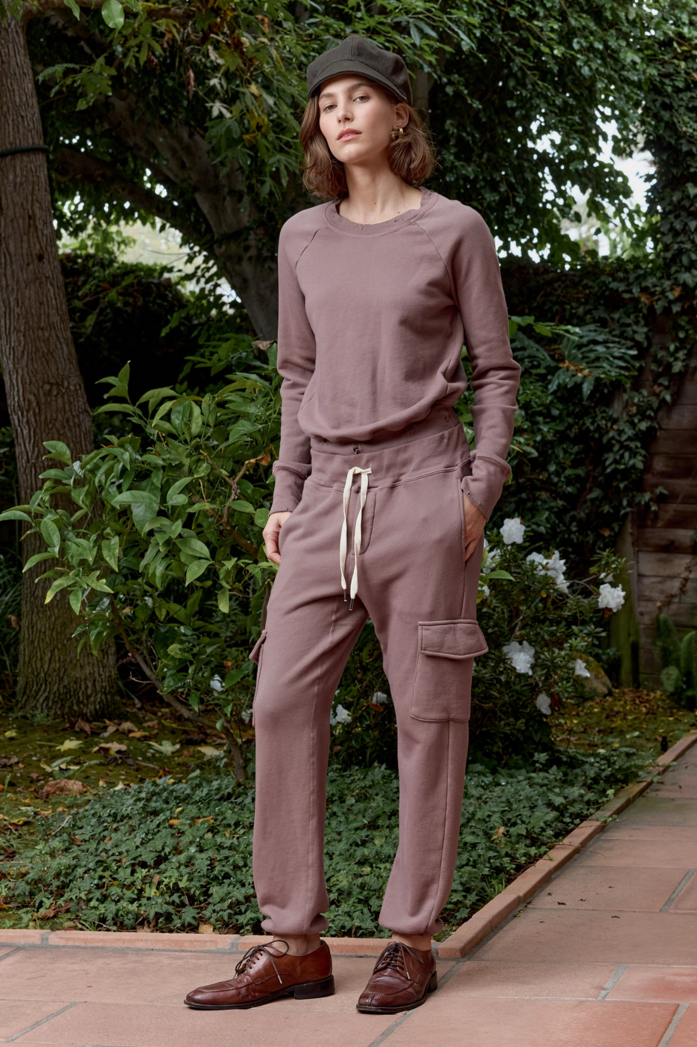 Saguro Chic Distressed Loop Terry Sweatshirt