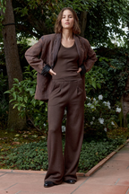 Louis Pleated Wide Leg Cloud Fleece Pant