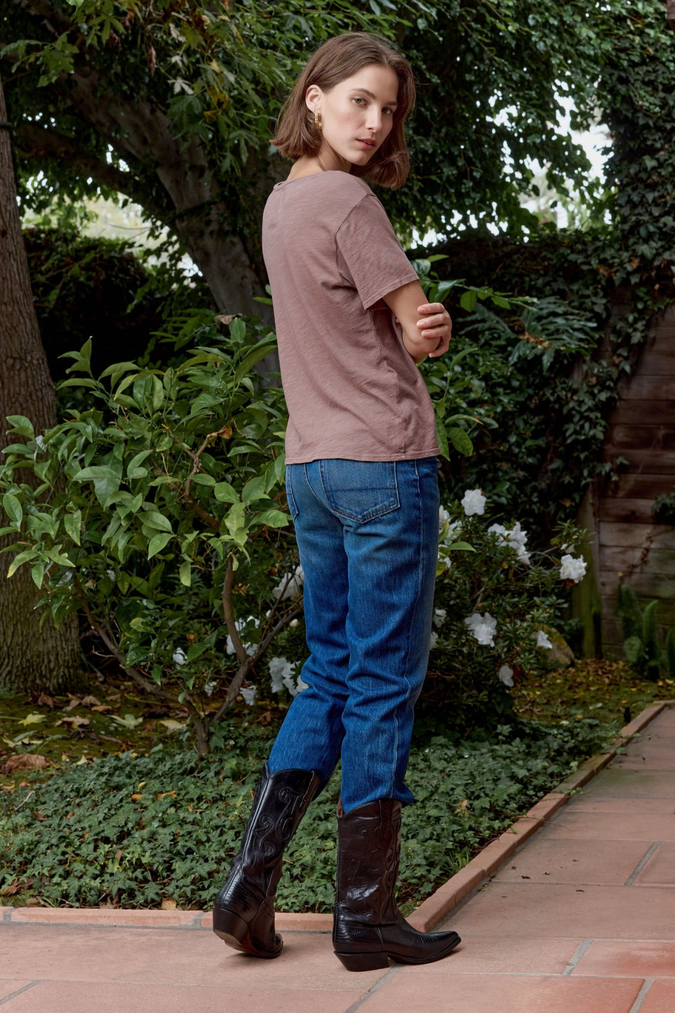 Layla Relaxed V Neck Slub Jersey Tee