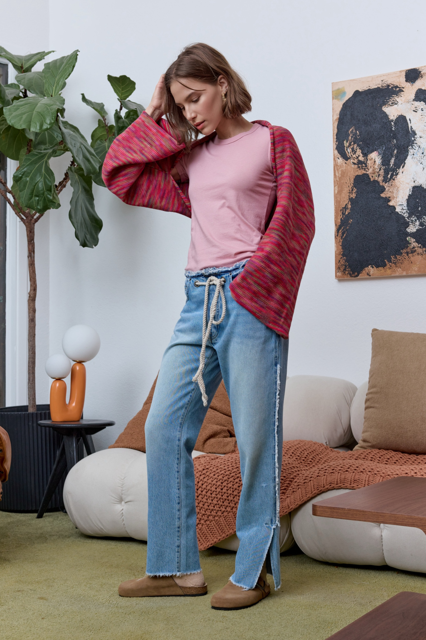 Emma Painted Cotton Shrug Sweater