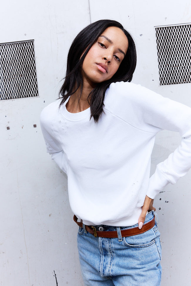 Saguro Chic Torn Loop Terry Sweatshirt Main Image