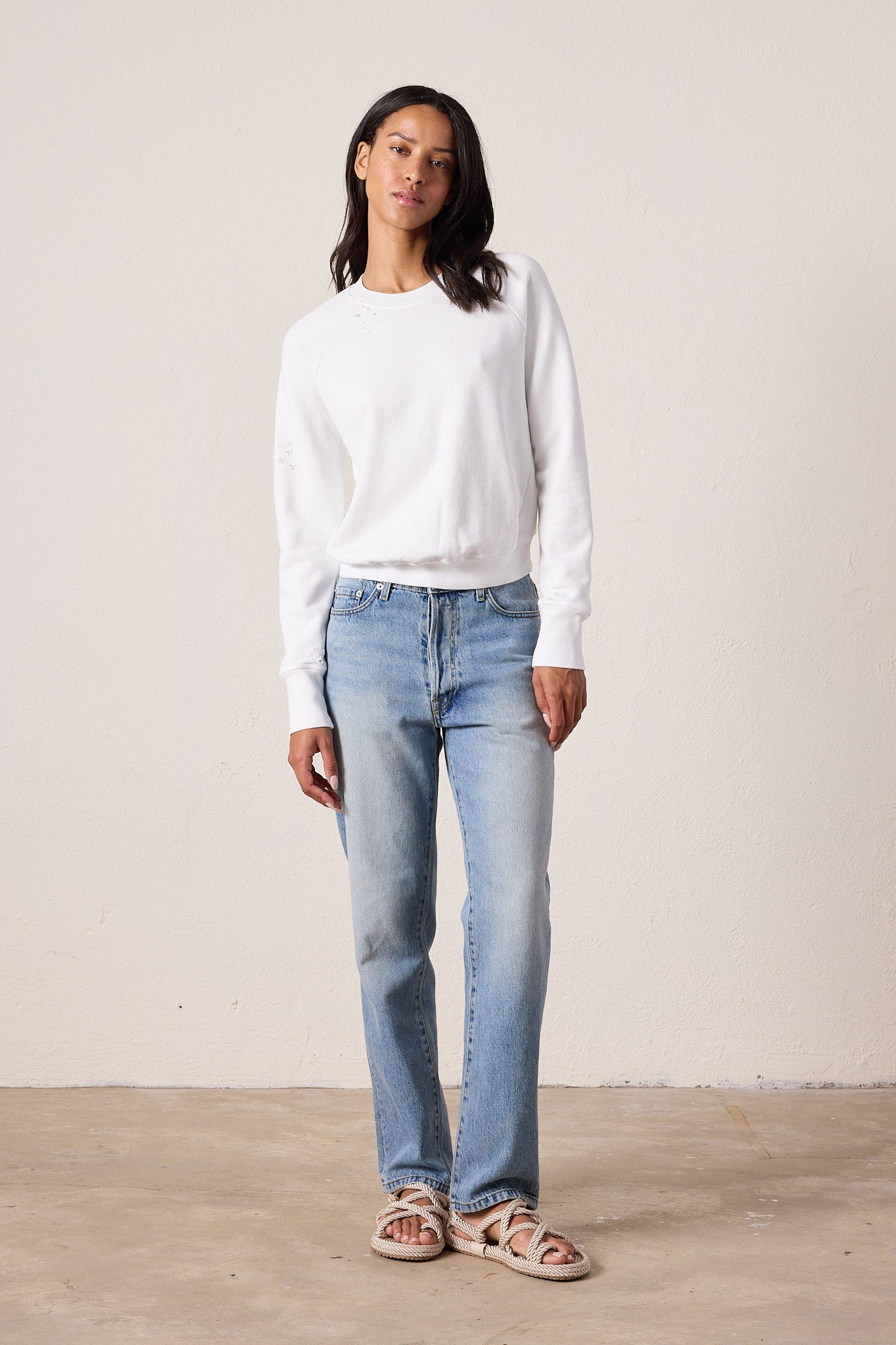 Saguro Chic Torn Loop Terry Sweatshirt