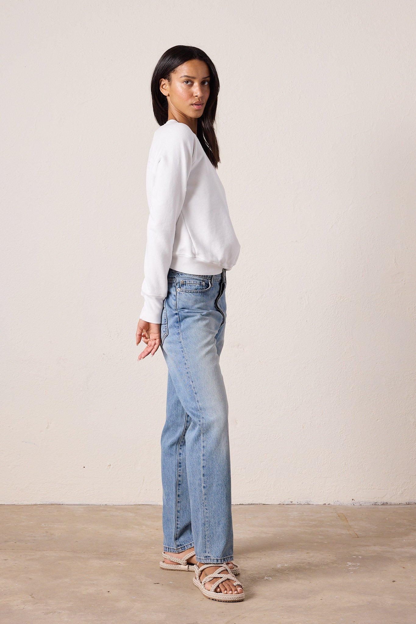 Saguro Chic Torn Loop Terry Sweatshirt