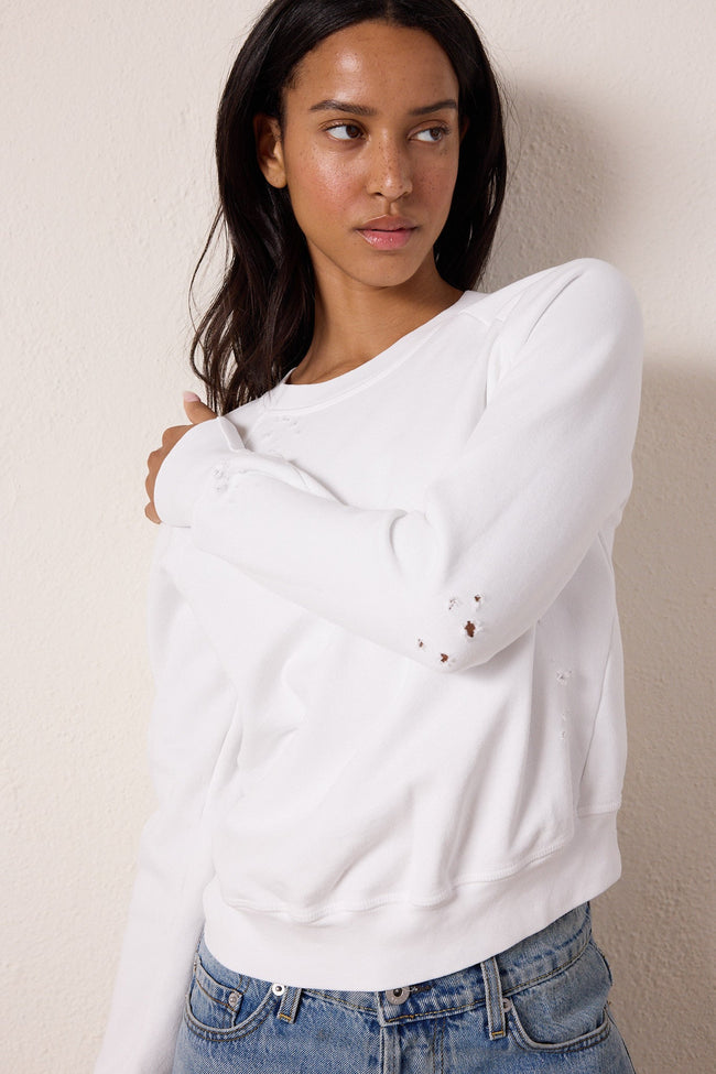 Saguro Chic Torn Loop Terry Sweatshirt Hover Image
