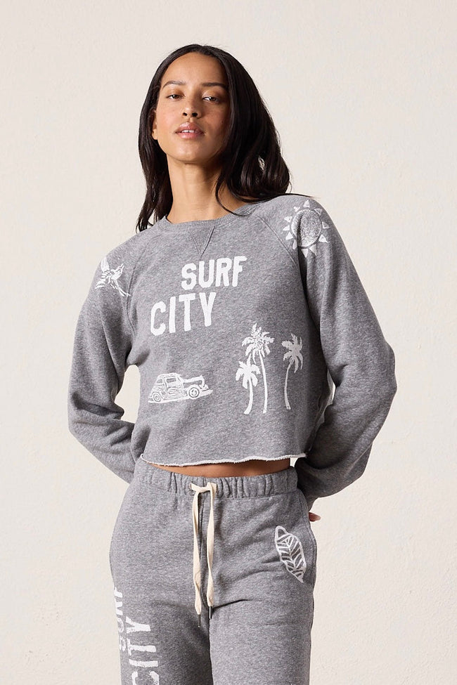 Marco Crop Melange Terry Surf City Sweatshirt Hover Image
