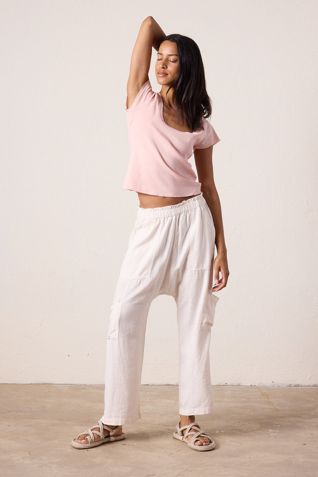 Shailey Paperbag Waist Linen Viscose  Pant