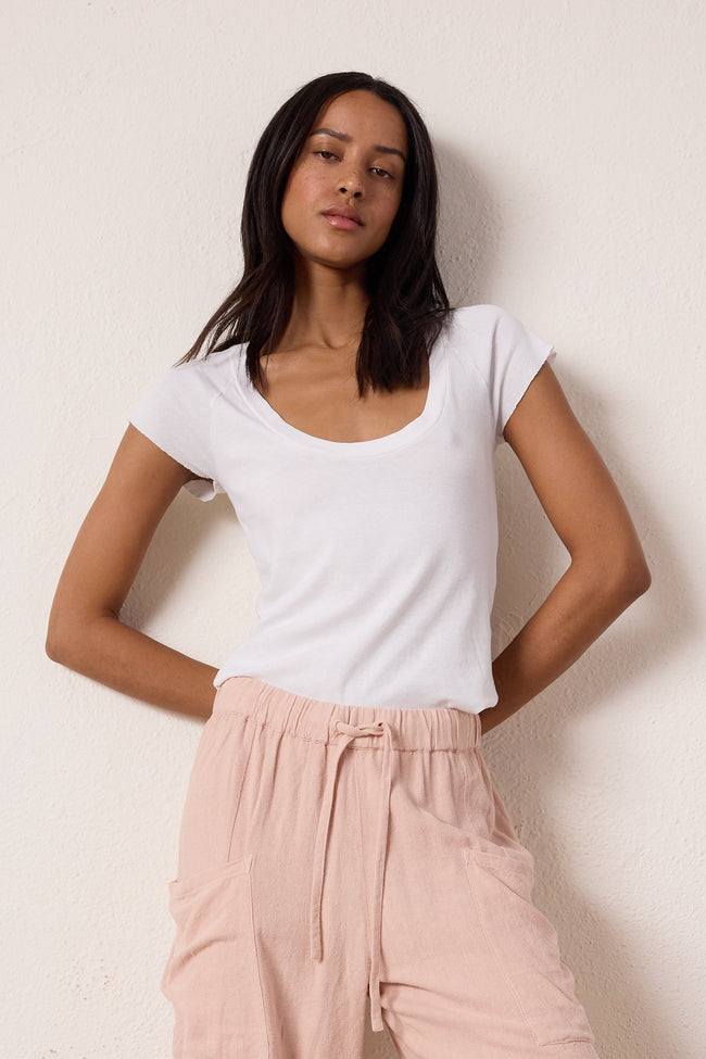 Gia Fitted U Neck Baby Rib Tee Hover Image