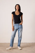 Gia Fitted U Neck Baby Rib Tee