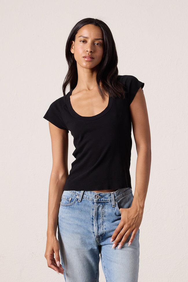 Gia Fitted U Neck Baby Rib Tee Hover Image