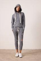 Sayde Slim Destroyed Melange Terry Sweatpant