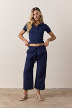 Akari Crop Linen Cotton Tie Pant