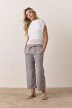 Akari Crop Linen Cotton Tie Pant