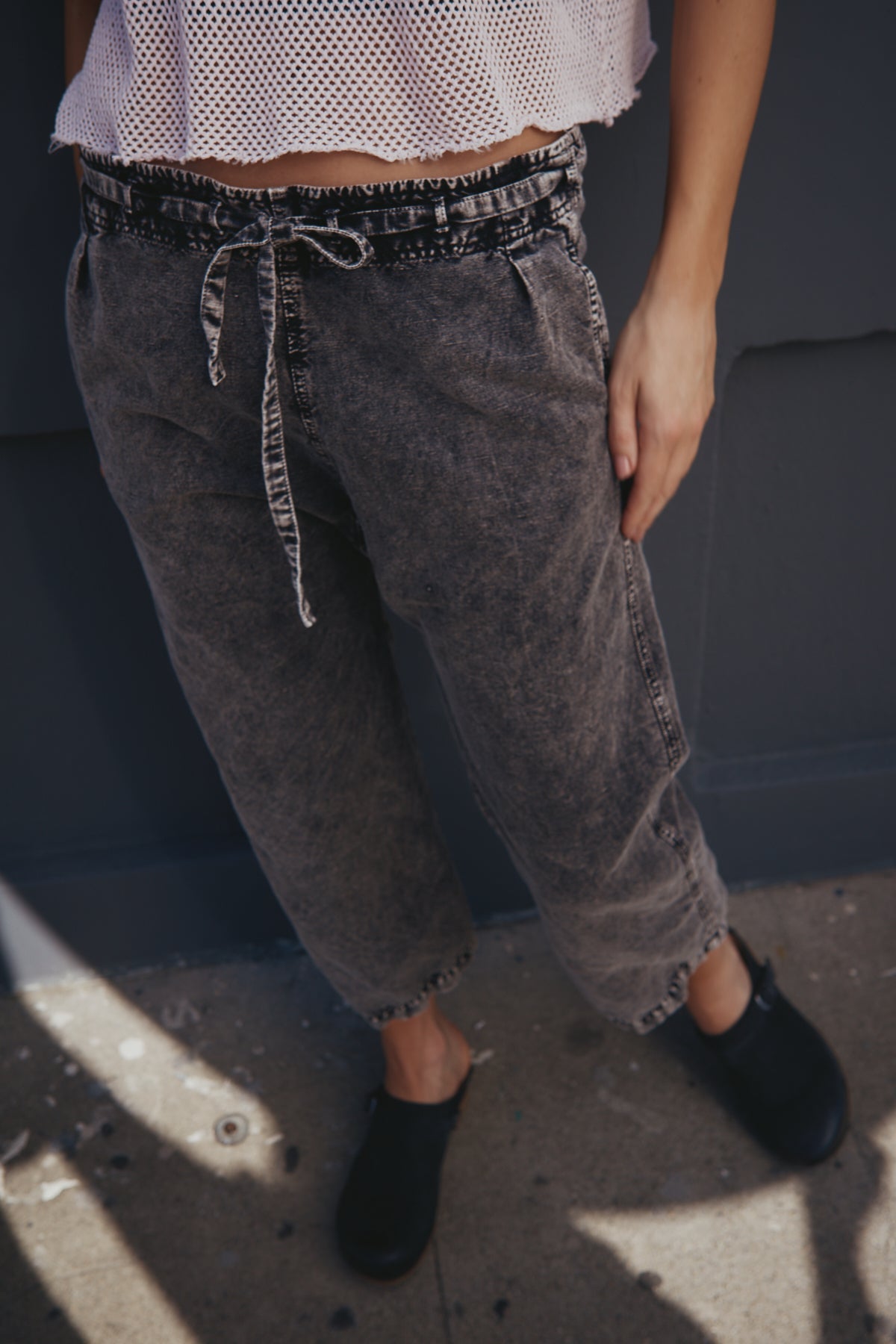 Akari Crop Linen Cotton Tie Pant